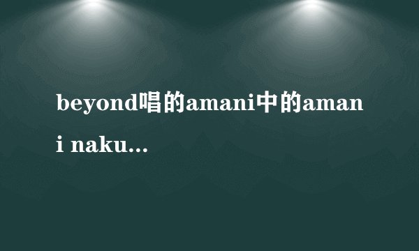 beyond唱的amani中的amani nakupenda是什么意思啊？
