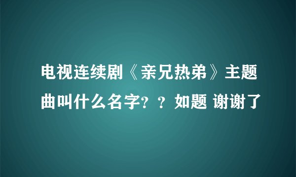 电视连续剧《亲兄热弟》主题曲叫什么名字？？如题 谢谢了