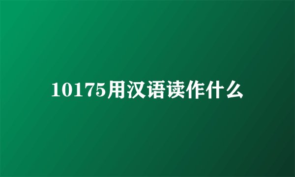 10175用汉语读作什么