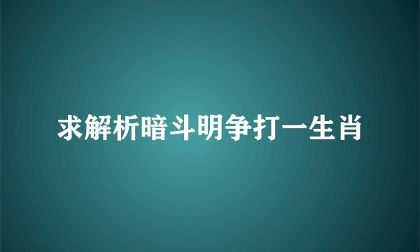 求解析暗斗明争打一生肖