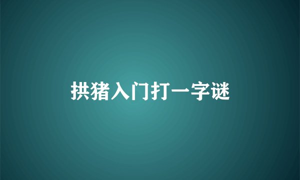 拱猪入门打一字谜