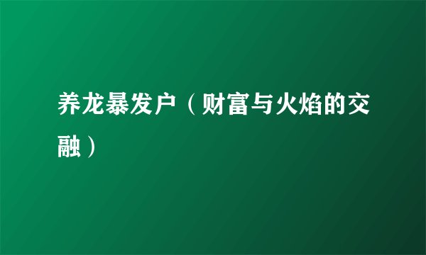 养龙暴发户（财富与火焰的交融）