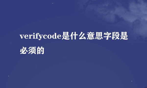 verifycode是什么意思字段是必须的