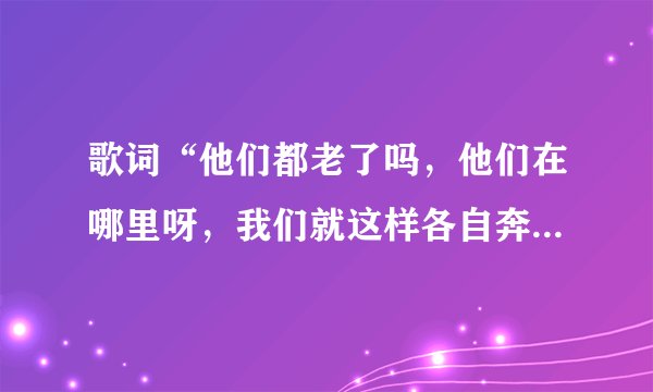 歌词“他们都老了吗，他们在哪里呀，我们就这样各自奔天涯”。不知道有没有错，请问歌名是啥，谁唱的？