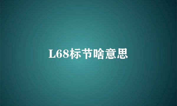 L68标节啥意思