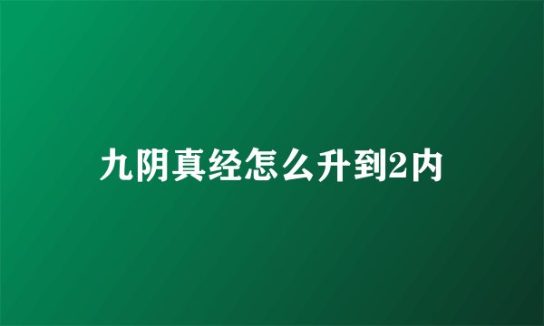九阴真经怎么升到2内