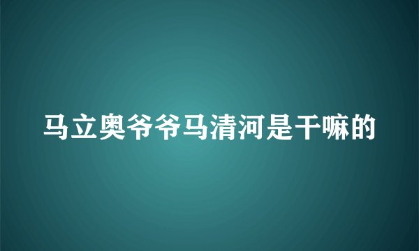 马立奥爷爷马清河是干嘛的