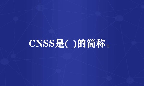 CNSS是( )的简称。