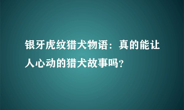 银牙虎纹猎犬物语：真的能让人心动的猎犬故事吗？