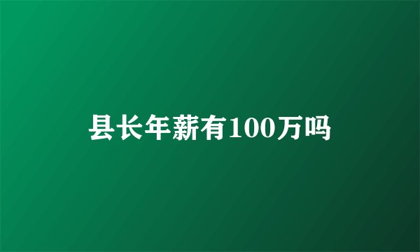 县长年薪有100万吗
