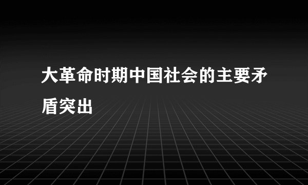 大革命时期中国社会的主要矛盾突出