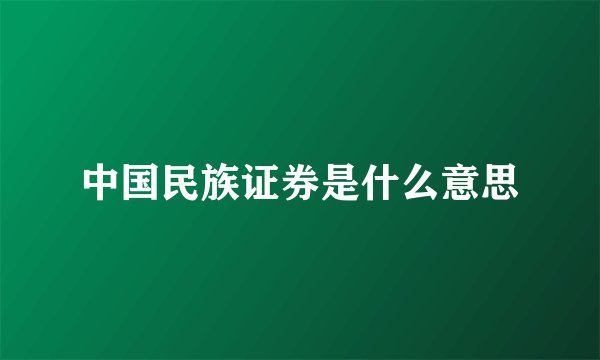 中国民族证券是什么意思