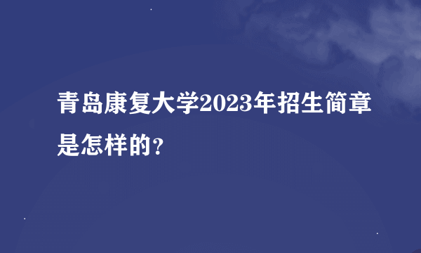 青岛康复大学2023年招生简章是怎样的？