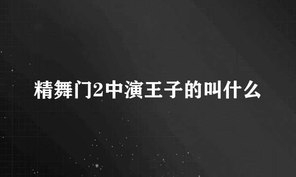 精舞门2中演王子的叫什么