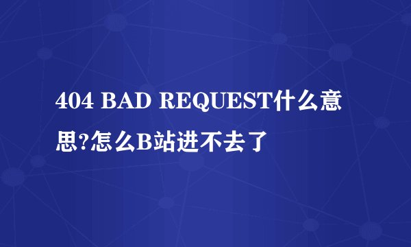 404 BAD REQUEST什么意思?怎么B站进不去了