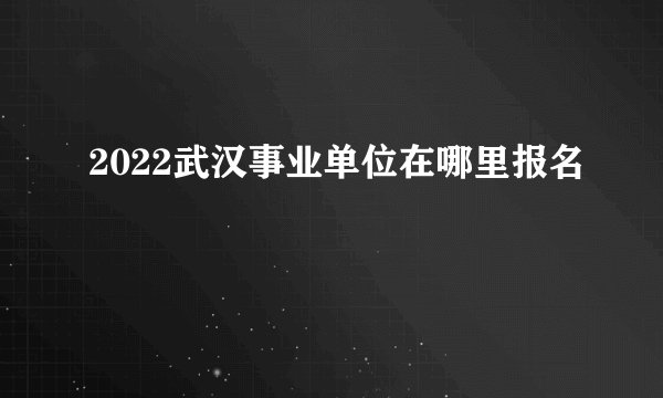 2022武汉事业单位在哪里报名
