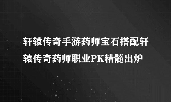 轩辕传奇手游药师宝石搭配轩辕传奇药师职业PK精髓出炉
