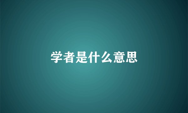 学者是什么意思