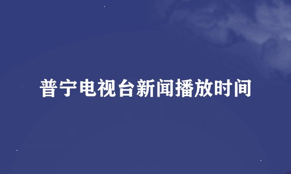 普宁电视台新闻播放时间
