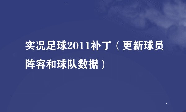 实况足球2011补丁（更新球员阵容和球队数据）