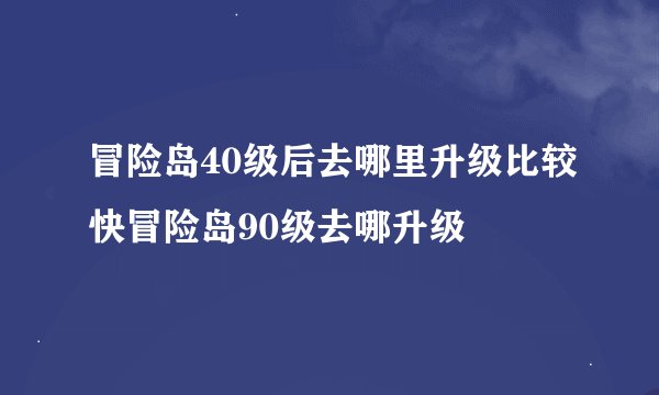 冒险岛40级后去哪里升级比较快冒险岛90级去哪升级