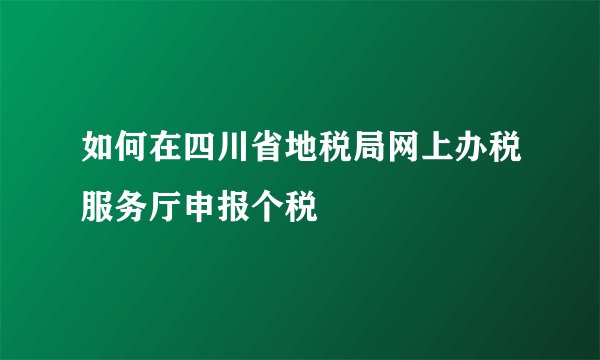 如何在四川省地税局网上办税服务厅申报个税