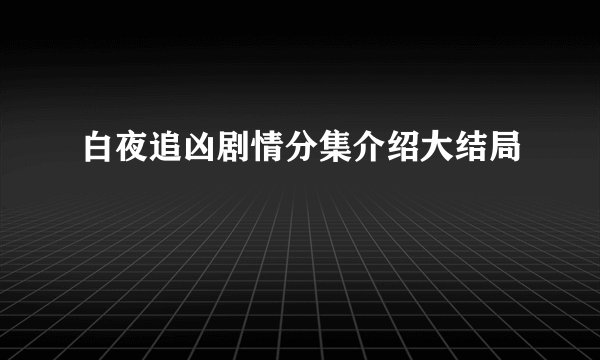白夜追凶剧情分集介绍大结局