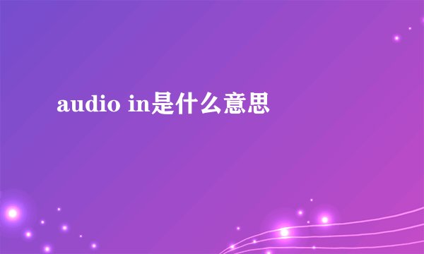 audio in是什么意思