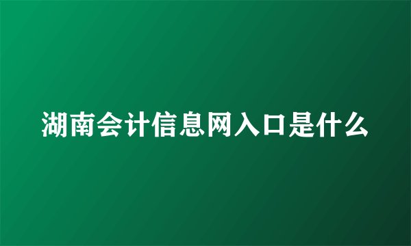 湖南会计信息网入口是什么
