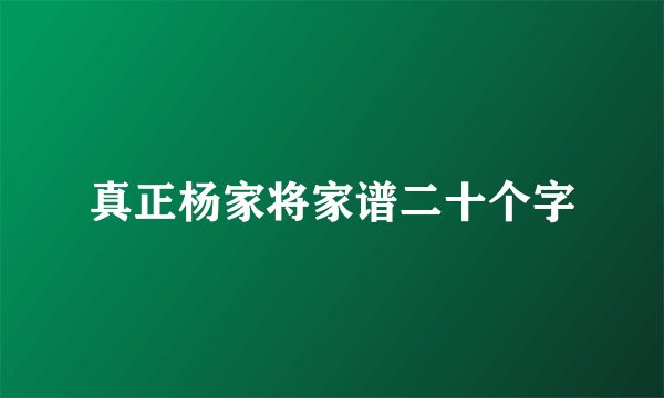 真正杨家将家谱二十个字