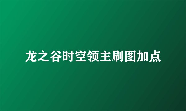 龙之谷时空领主刷图加点