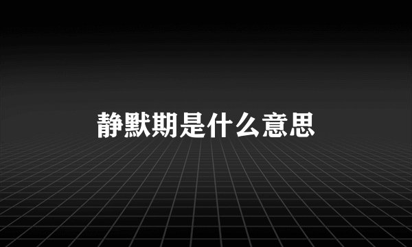 静默期是什么意思