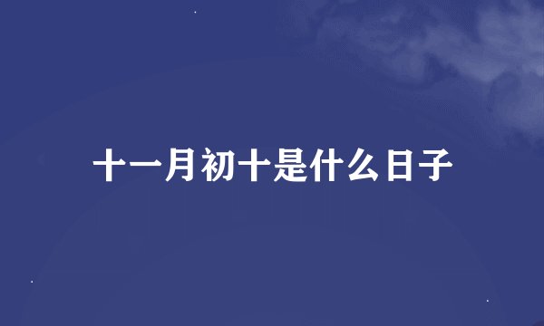 十一月初十是什么日子