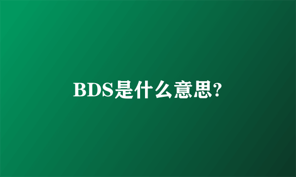 BDS是什么意思?