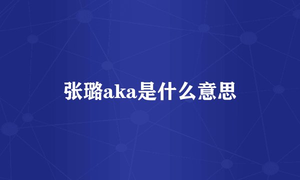张璐aka是什么意思