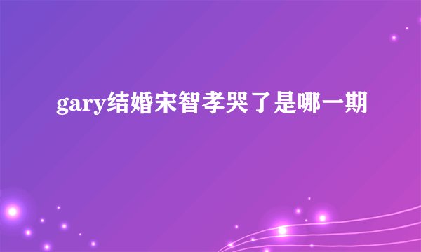 gary结婚宋智孝哭了是哪一期