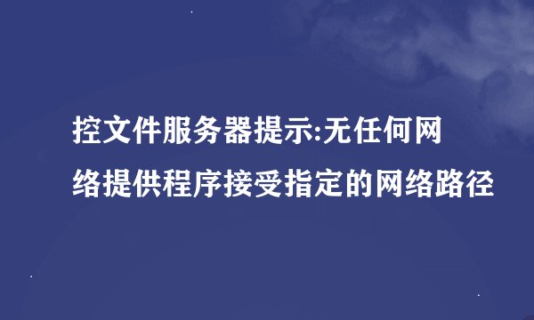 控文件服务器提示:无任何网络提供程序接受指定的网络路径