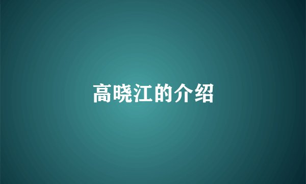 高晓江的介绍