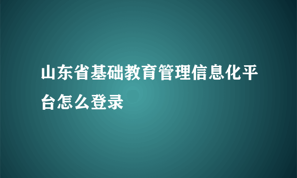 山东省基础教育管理信息化平台怎么登录