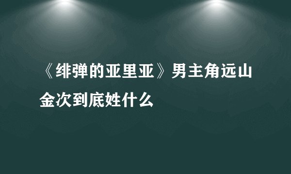 《绯弹的亚里亚》男主角远山金次到底姓什么