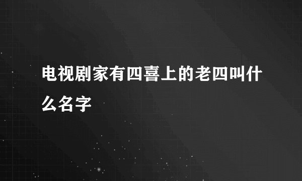 电视剧家有四喜上的老四叫什么名字