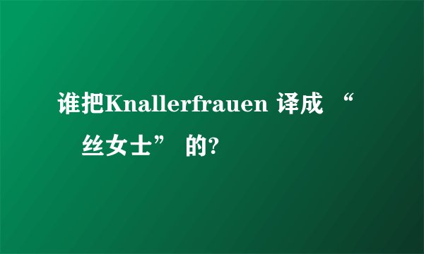 谁把Knallerfrauen 译成 “屌丝女士” 的?