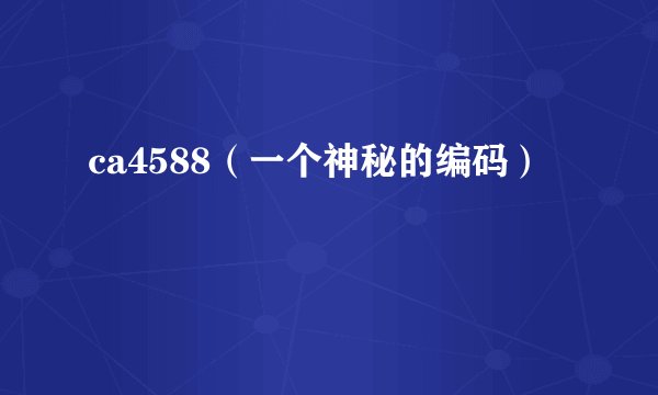 ca4588（一个神秘的编码）