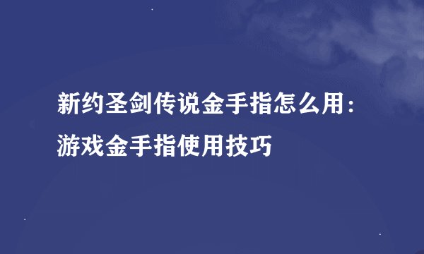 新约圣剑传说金手指怎么用：游戏金手指使用技巧