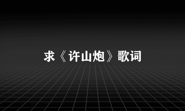 求《许山炮》歌词