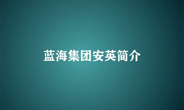 蓝海集团安英简介