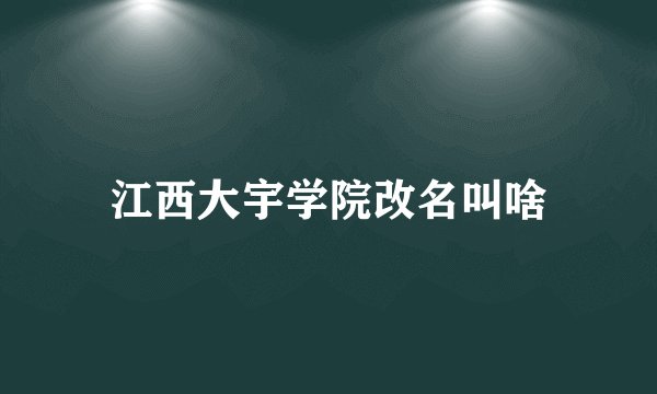 江西大宇学院改名叫啥