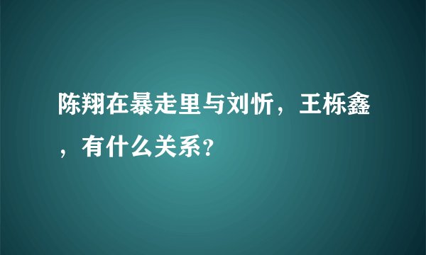 陈翔在暴走里与刘忻，王栎鑫，有什么关系？