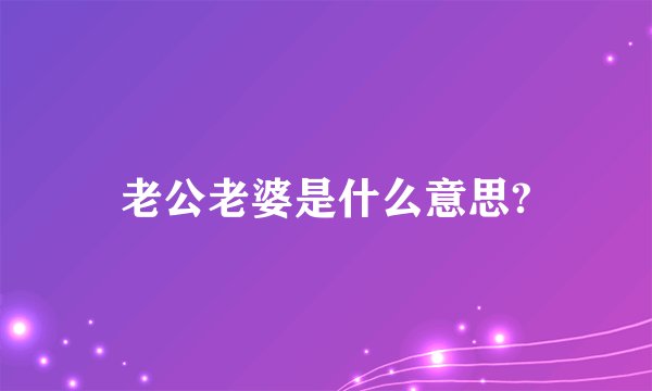 老公老婆是什么意思?