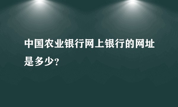 中国农业银行网上银行的网址是多少？